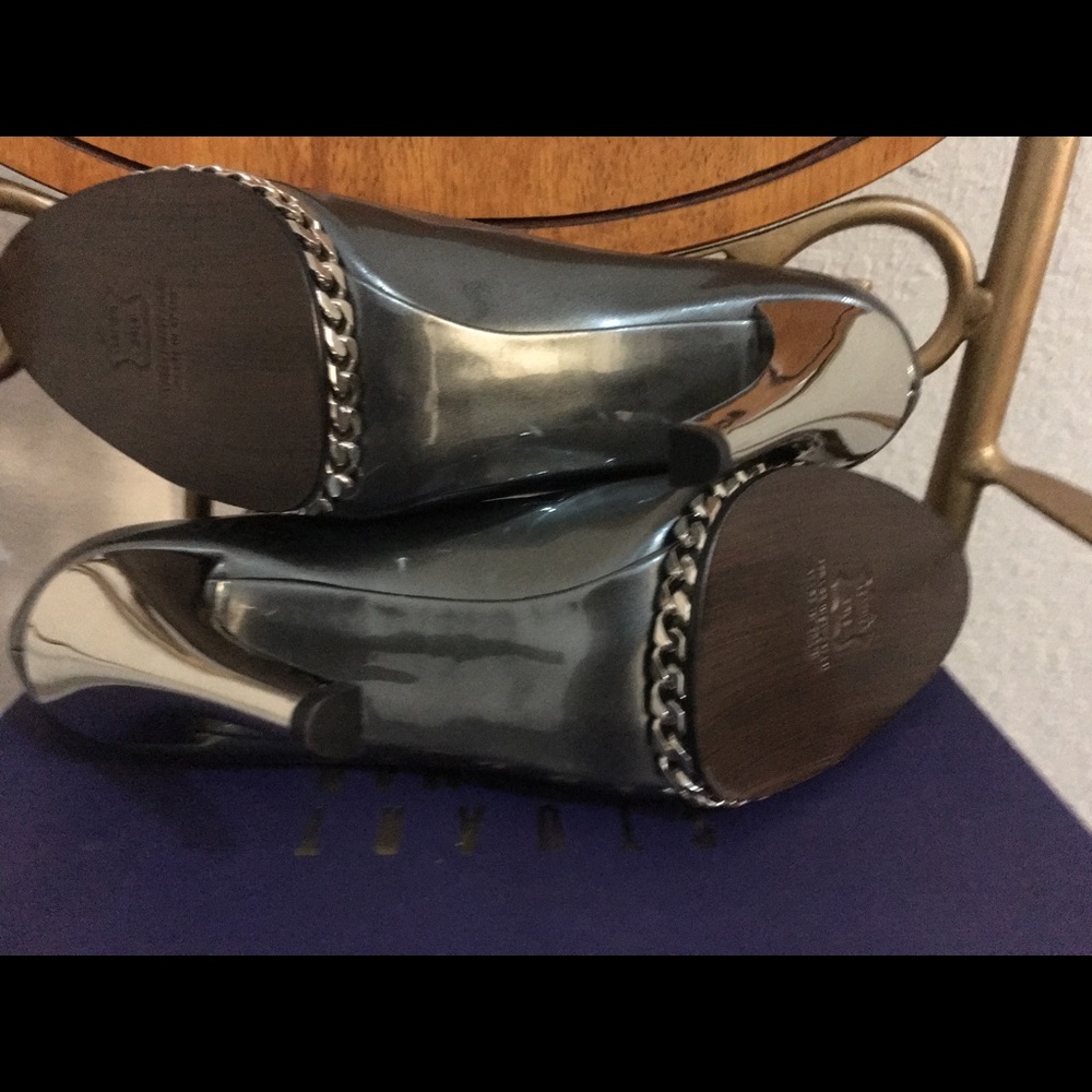 Nib Stuart W. Gray/Silver Patent Pumps Size 11.1/2 - image 3